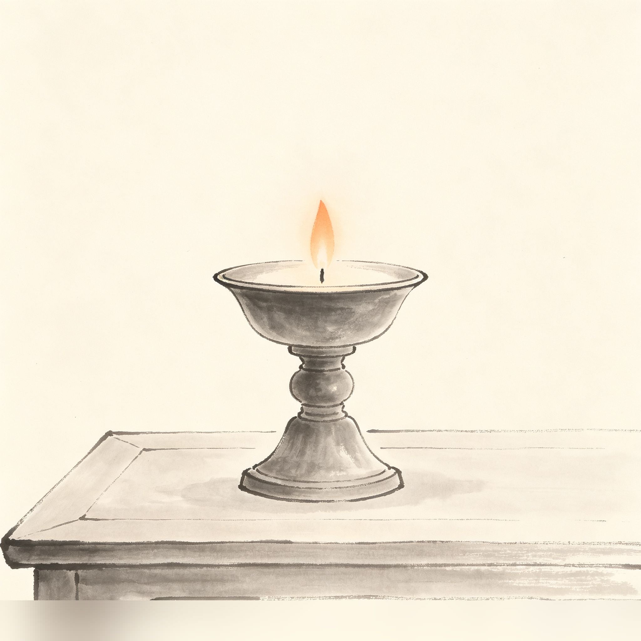香灯 Xiāng Dēng — Taoist perpetual altar lamp burning before the deity shrine