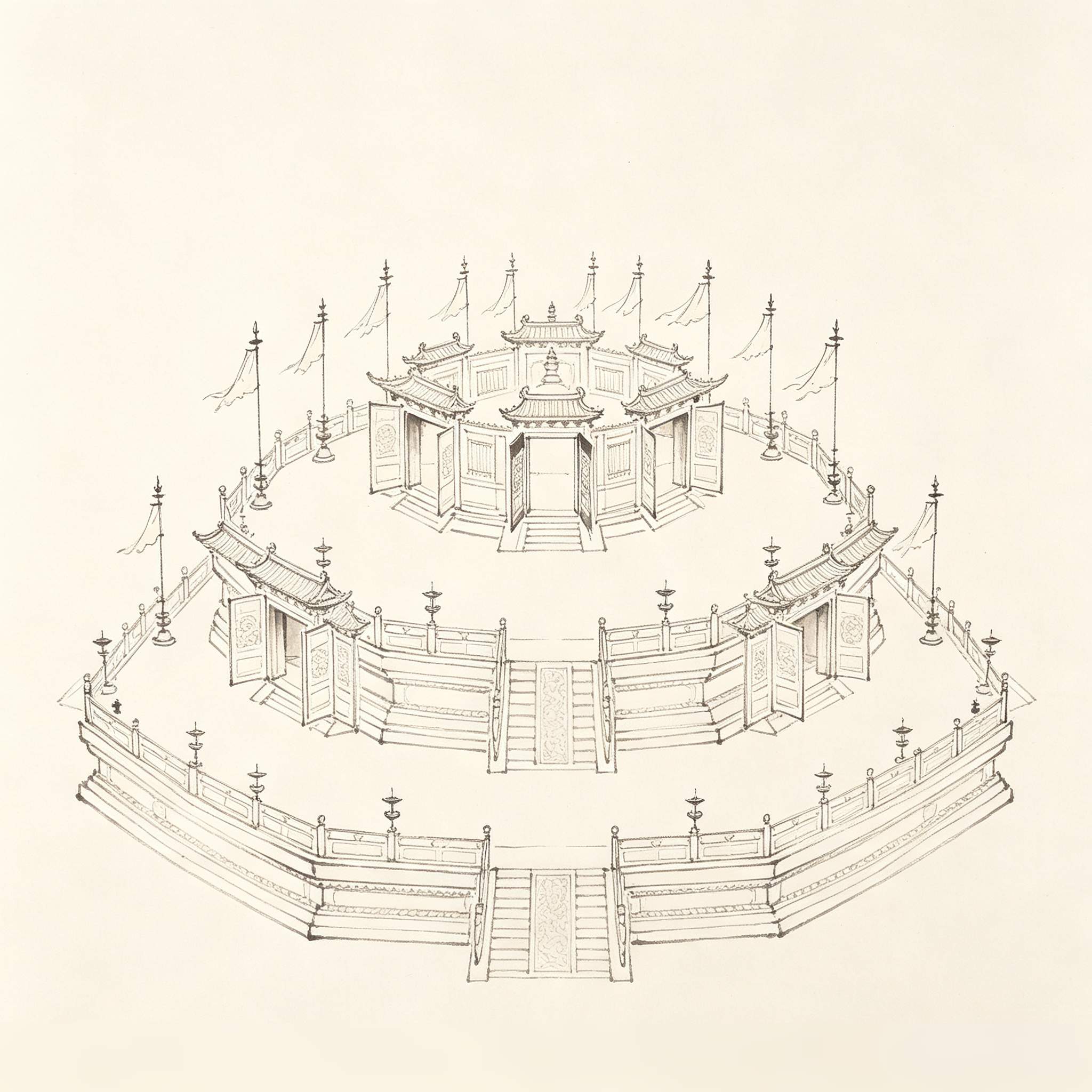Inner Retreat Altar: Taoist Three-Tiered Altar Top Platform 内坛