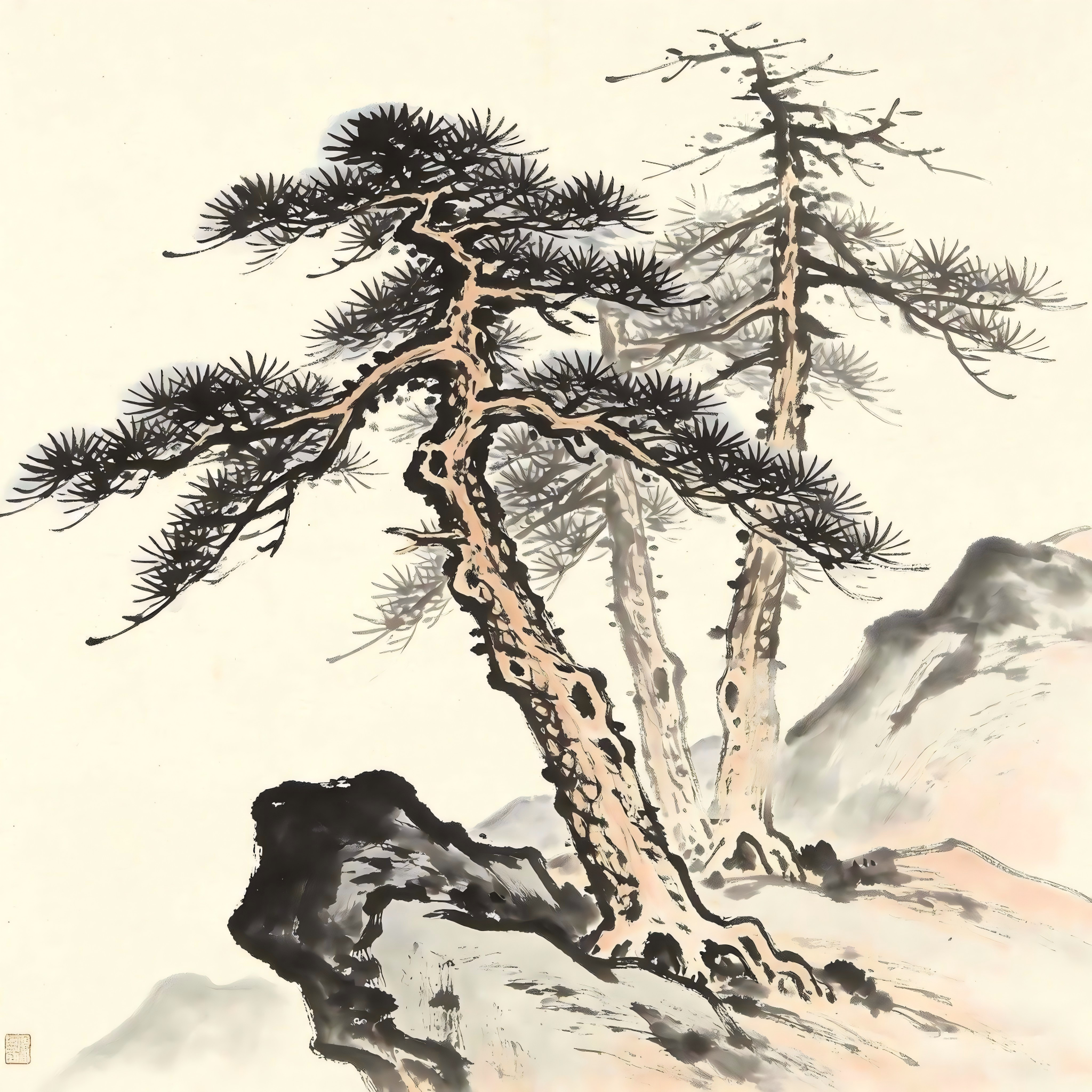 Dashi Taoist Great Master in traditional Chinese ink painting style