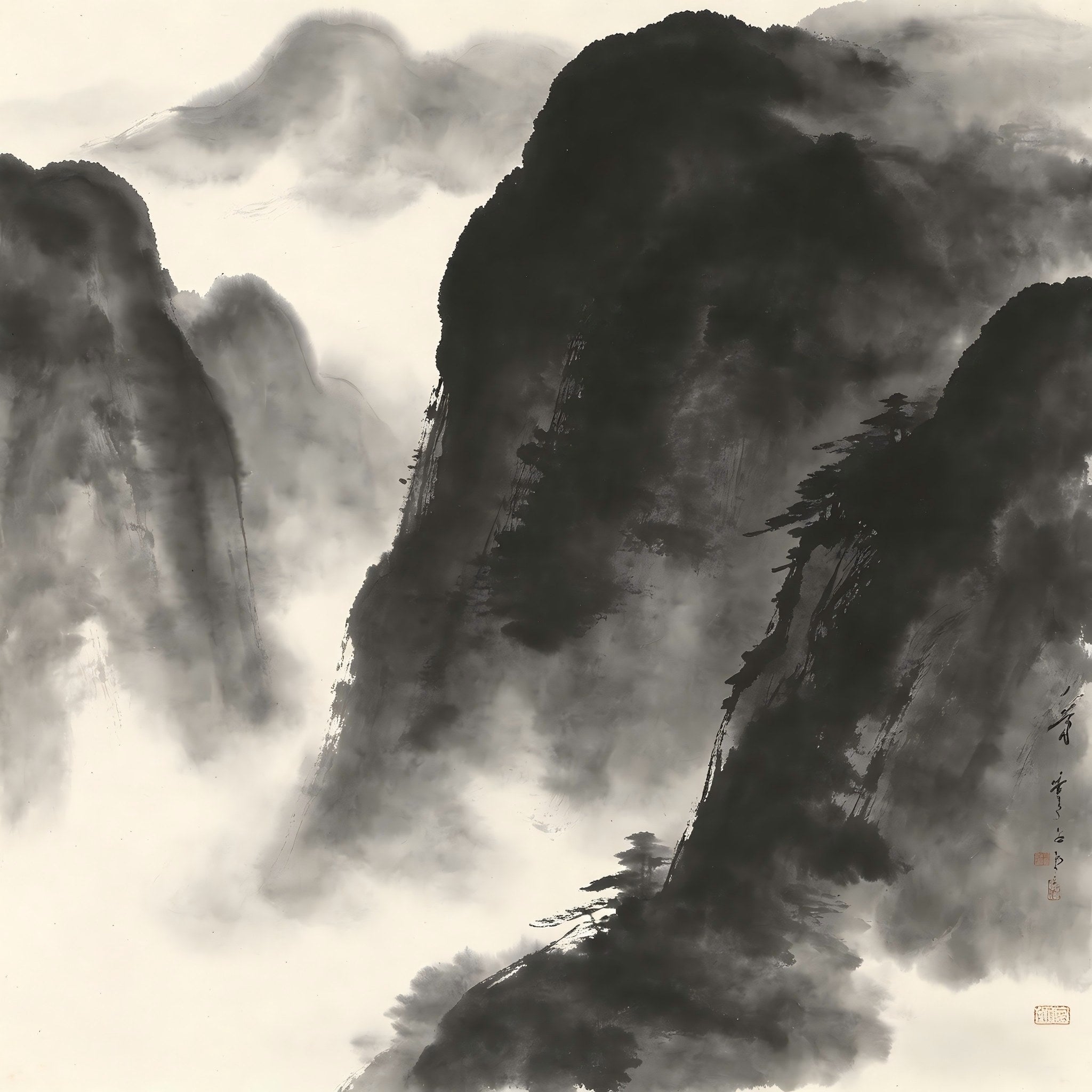Dark valley shrouded in thick mist, representing the Taoist Gui Lu register of the dead