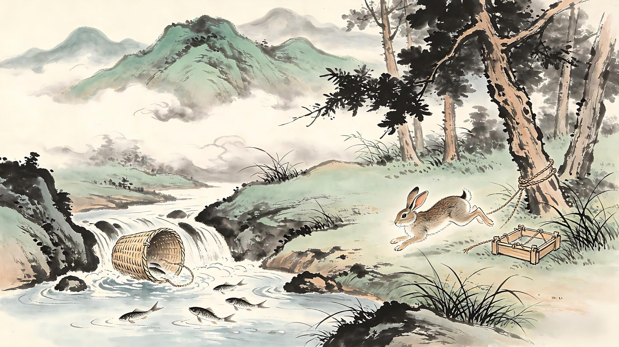 Taoist cultivator in spontaneous meditation — water and fire naturally ascending and descending without technique