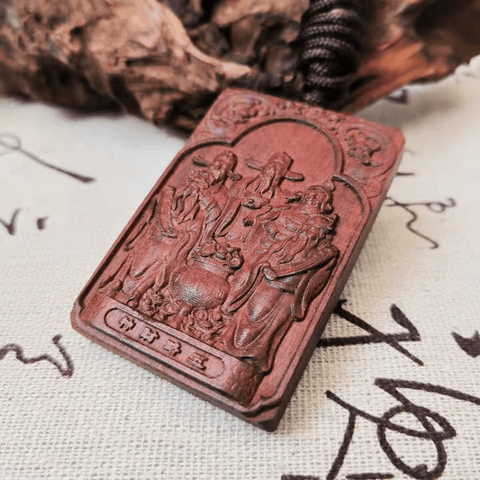 Taoist Thunder struck Jujube Wood Five Wealth Gods Blessing Amulet Pendant