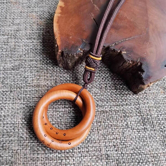 Thunder struck Jujube Wood Big Dipper Yin Yang Personal Protection Pendant Amulet