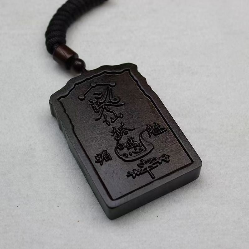 Peach Blossom Attraction Talisman - Mythical Fox Pendant in Jade-Refined Wood