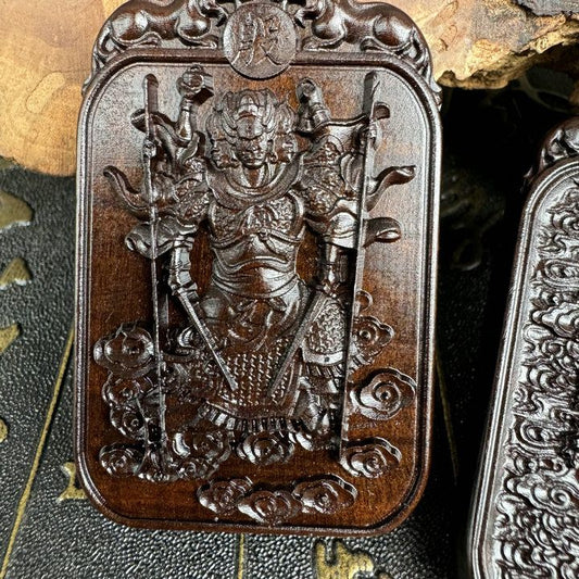 Celestial Aegis of Marshal Yin: A Lightning-Forged Jujube Wood Pendant for Your Birth Year Cycle