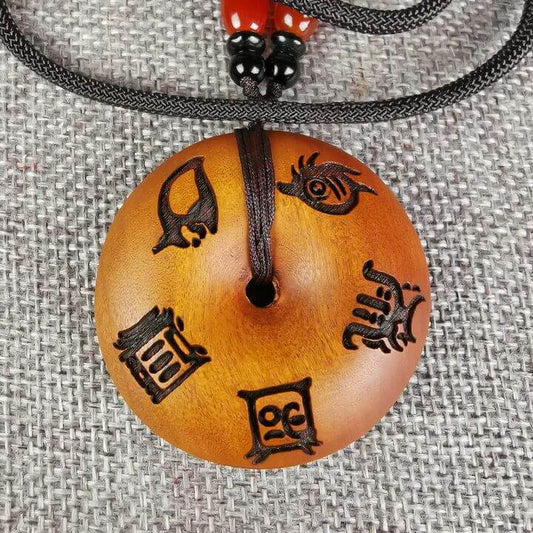 Jujube Wood Five Sacred Mountains True Form Pendant Peaceful Clasp
