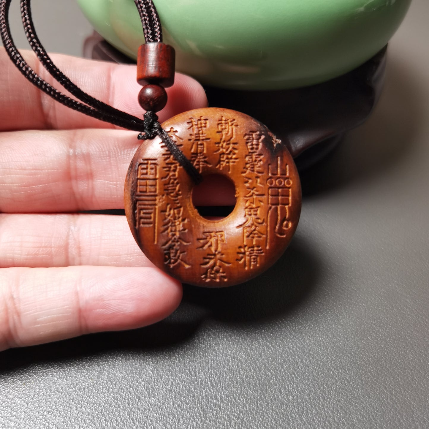 Thunder-Struck Jujube Wood Mountain Ghost Coin Bagua Energy Field Peace Pendant