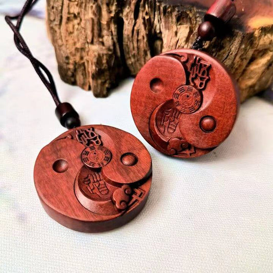 Thunder struck Jujube Wood Five Sacred Mountains True Path Diagram Eight Trigrams Pendant