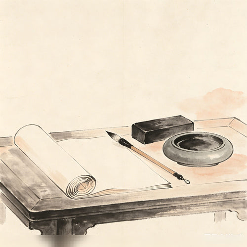 镇纸笔墨砚 — Four Taoist calligraphy implements used in jiao ritual for writing celestial memorials