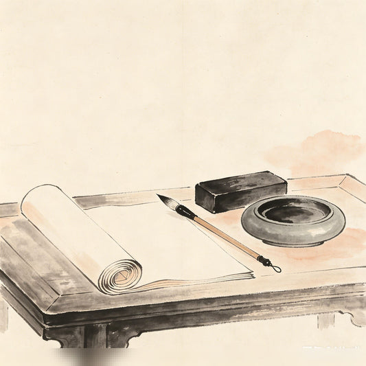 镇纸笔墨砚 — Four Taoist calligraphy implements used in jiao ritual for writing celestial memorials