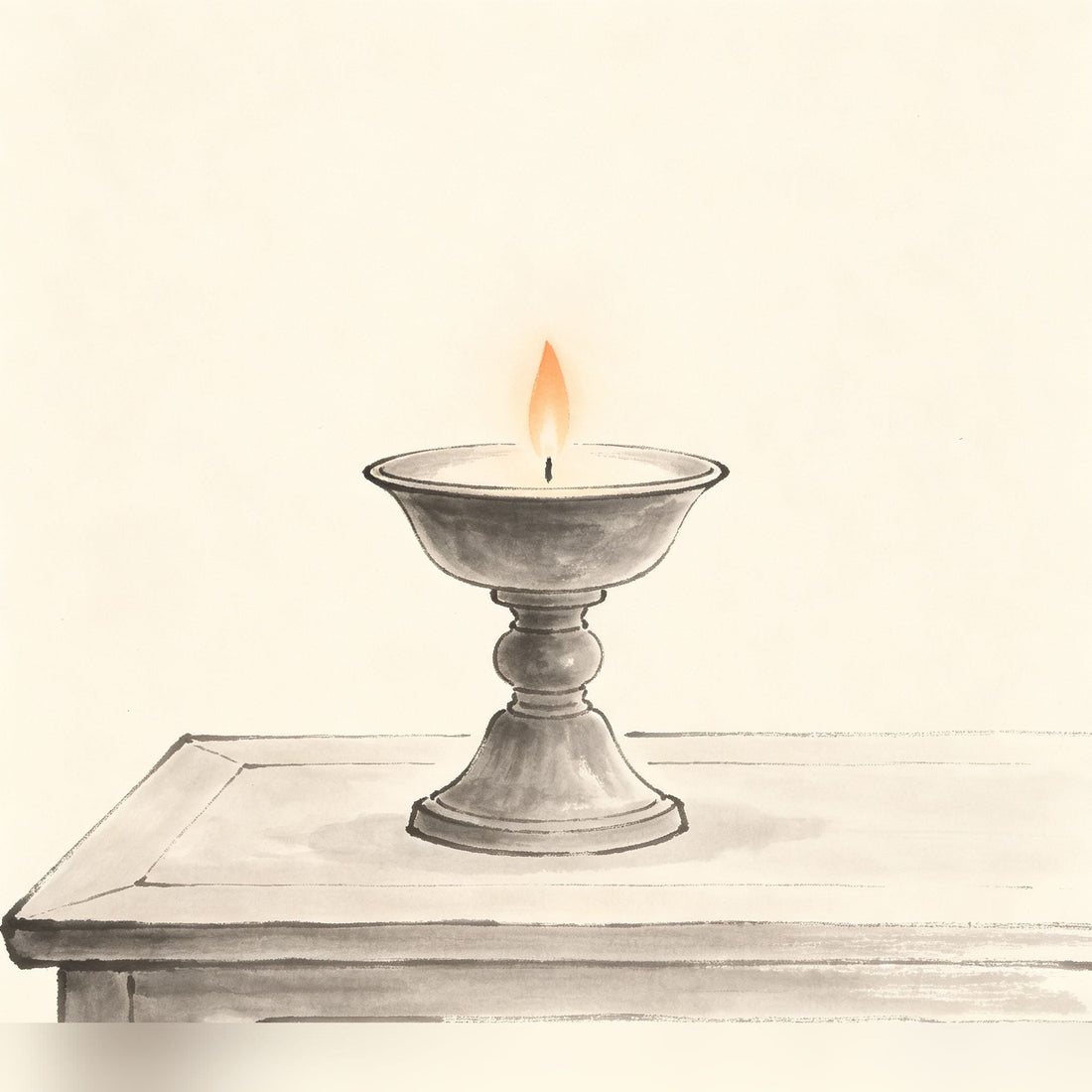香灯 Xiāng Dēng — Taoist perpetual altar lamp burning before the deity shrine