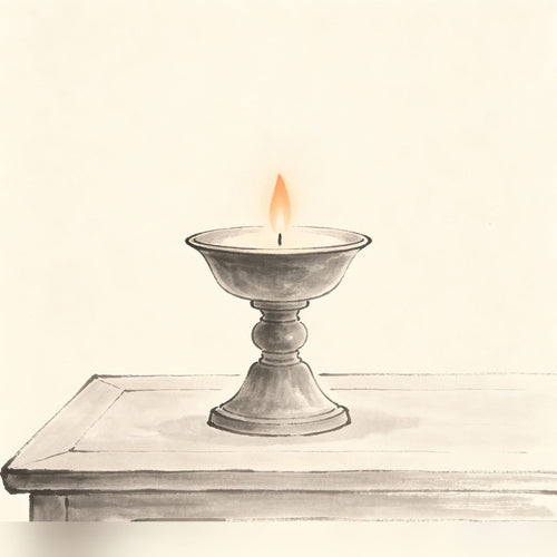 香灯 Xiāng Dēng — Taoist perpetual altar lamp burning before the deity shrine