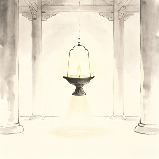 Eternal Light Lamp (常明灯) burning on a Taoist altar