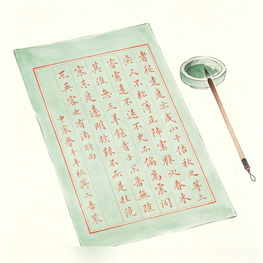 青词 Qingci — Taoist formal petition written in vermilion characters on blue-green ritual paper