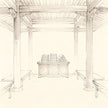 经堂 Jingtang — Taoist scripture hall interior with scripture cabinet and recitation space