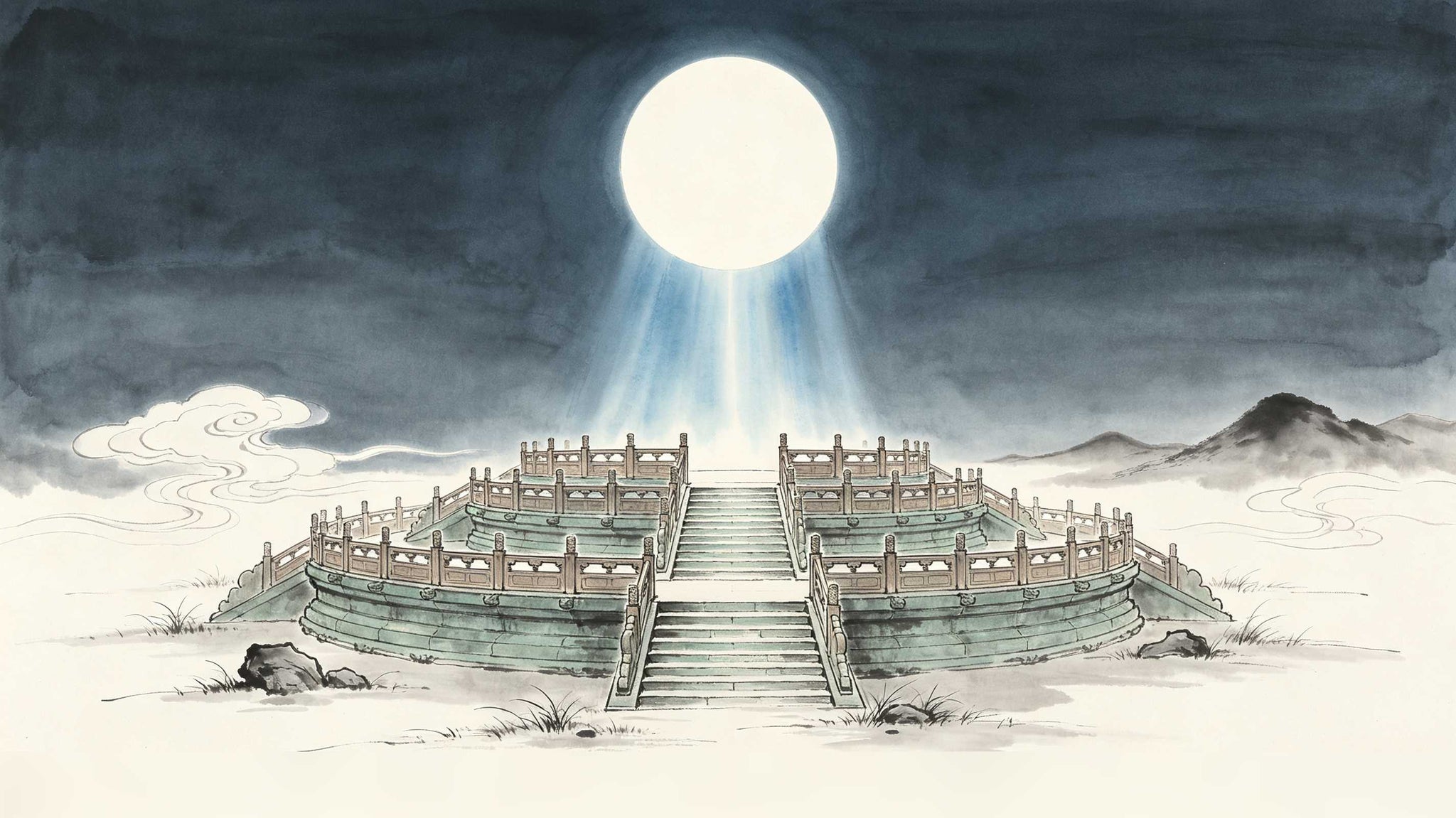 Night Brightness 夜明 — Taoist moon sacrifice ritual scene under full moon