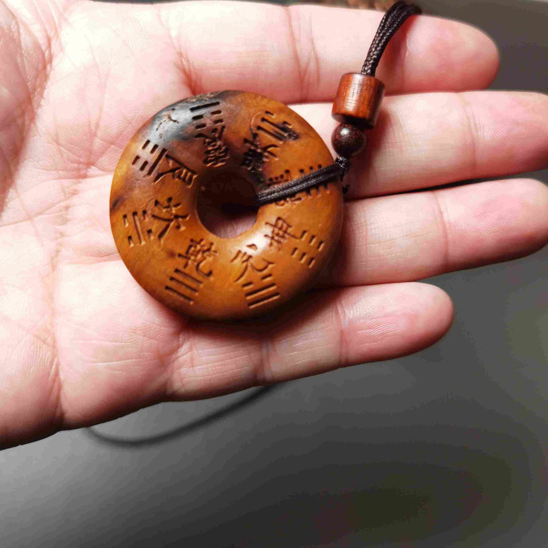 Authentic Thunder-Jujube Wood Mountain Ghost Coin Bagua Energy Peace Pendant