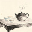Cha Tou Taoist tea set with boiling kettle ink painting