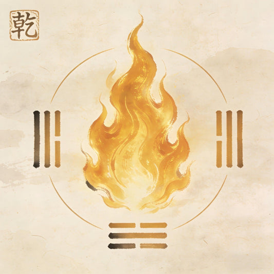 Pure Yang fire rising upward - traditional Taoist cosmology illustration showing concentrated Yang energy
