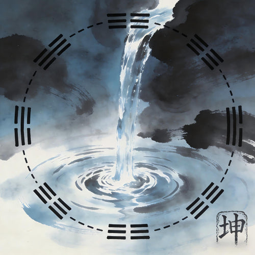 Pure Yin water flowing downward - Taoist cosmology illustration of receptive energy