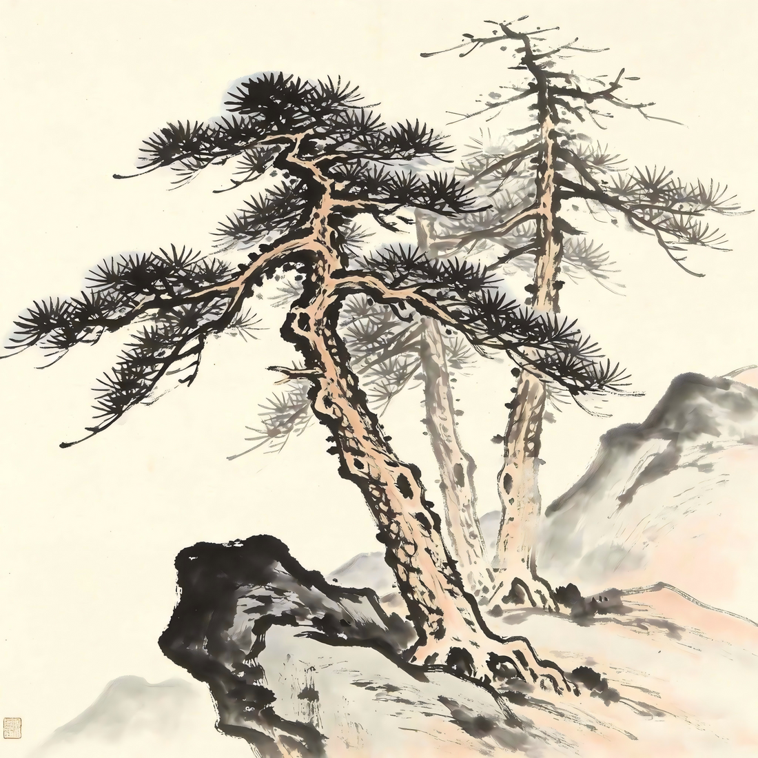 Dashi Taoist Great Master in traditional Chinese ink painting style