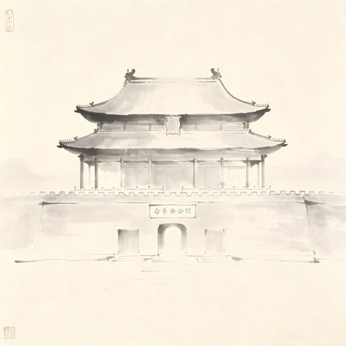 Dao Ji Si Taoist prefectural office building ink painting