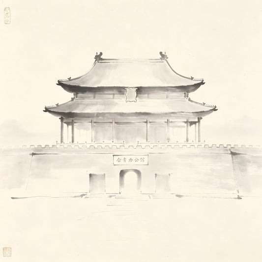 Dao Ji Si Taoist prefectural office building ink painting
