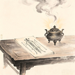Taoist celestial register and priest authority talisman in ink wash painting