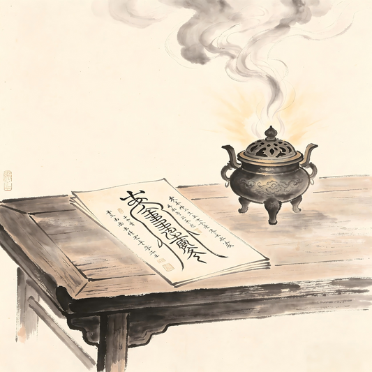 Taoist celestial register and priest authority talisman in ink wash painting