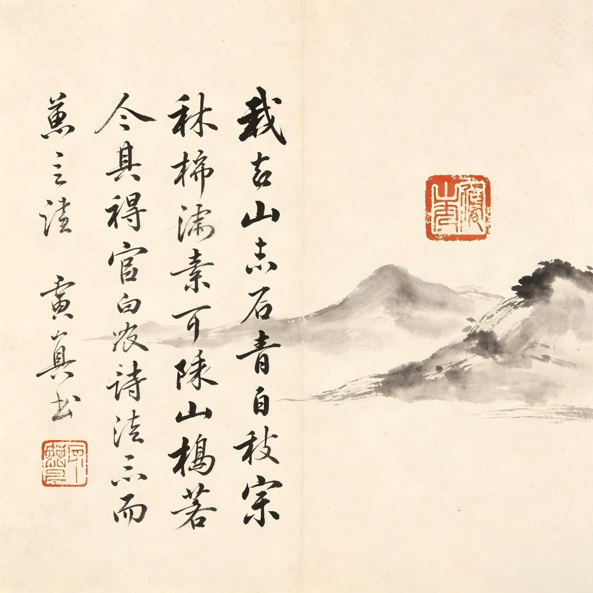 Dao Lu Yuan Taoist ancient official document and seal ink painting