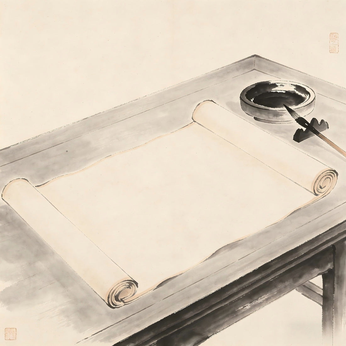 Ancient registry scroll with brush and ink, representing Denglushi ordination registration role in Quanzhen Taoist tradition
