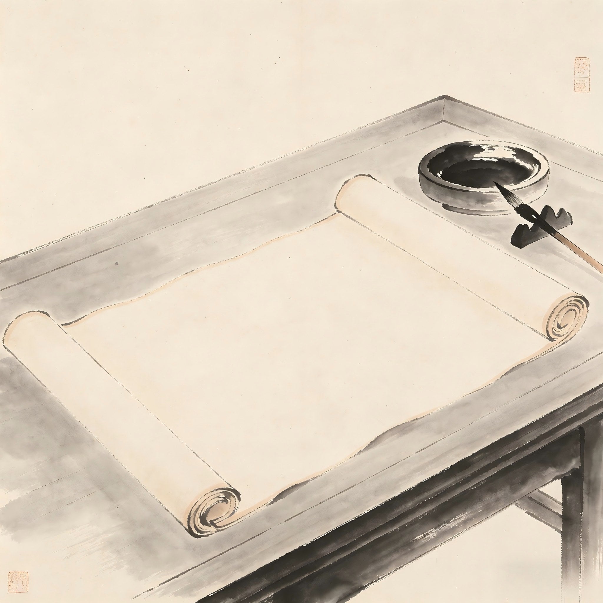 Ancient registry scroll with brush and ink, representing Denglushi ordination registration role in Quanzhen Taoist tradition