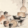 Du Chu Taoist monastery kitchen with cooking vessels ink painting