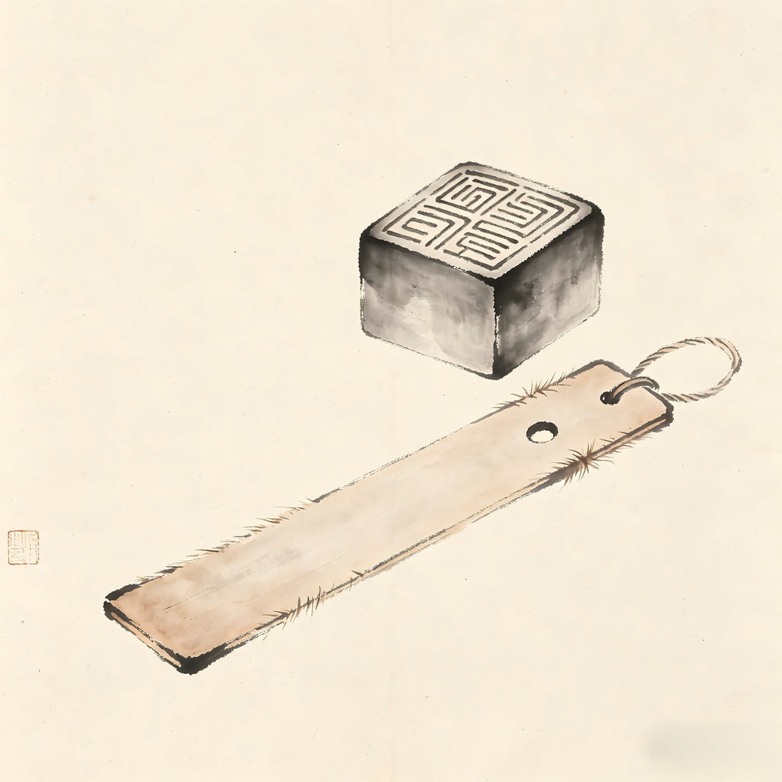 Du Gong Taoist ancient official seal and tally ink painting