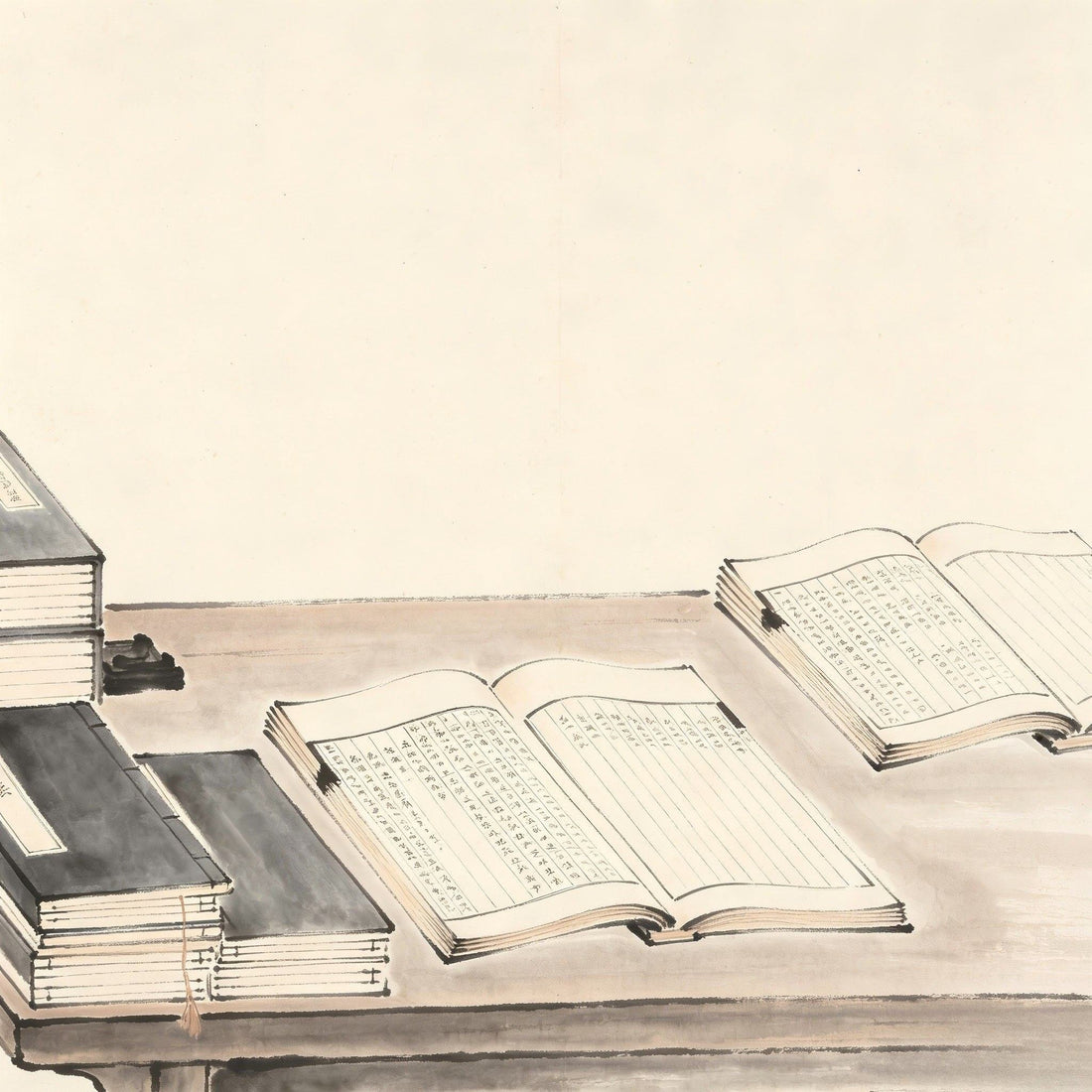 Du Guan Taoist administrative office with ledgers ink painting