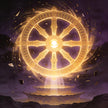 Dharma wheel as cosmic transformation mechanism - radiant wheel in void