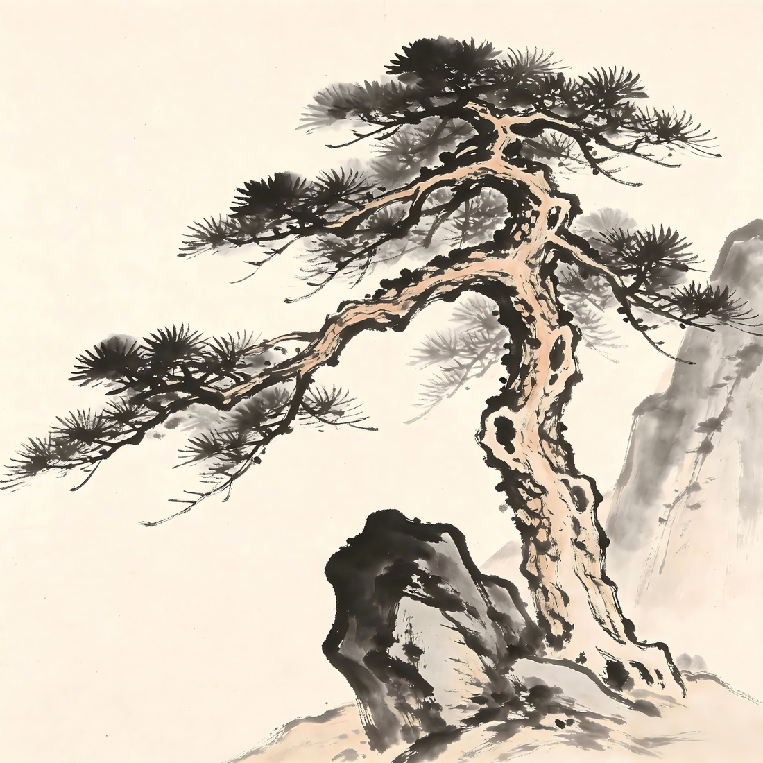 Huazhu Taoist Master in traditional Chinese ink painting style
