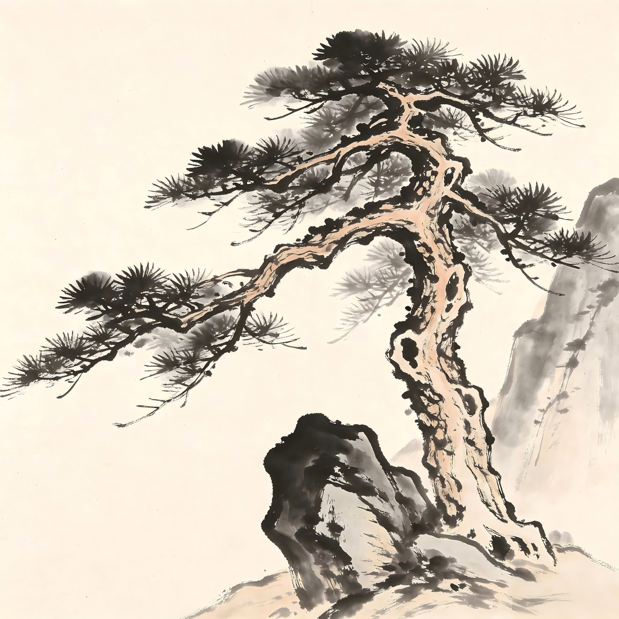 Huazhu Taoist Master in traditional Chinese ink painting style