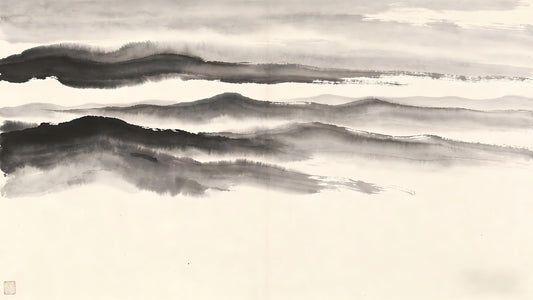 Nine layered skies in traditional Chinese ink painting, representing the Nine Firmaments of Taoist cosmology