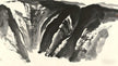 Dark valley depths in traditional Chinese ink painting, representing the Nine Dark Realms