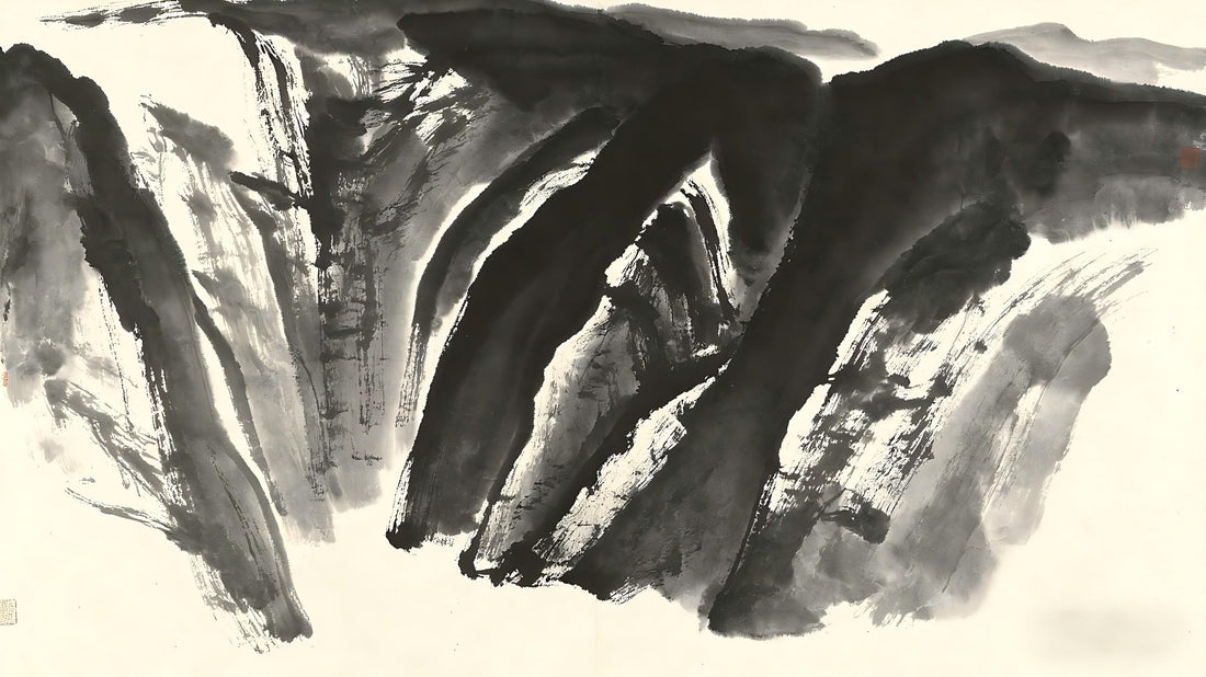 Dark valley depths in traditional Chinese ink painting, representing the Nine Dark Realms
