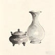 Ju Jiu Taoist wine vessel with incense burner ink painting