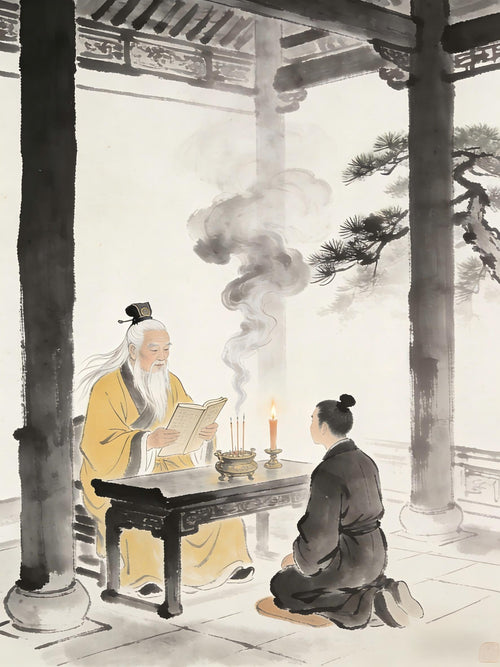 Zhengyi Taoist priest transmitting sacred teachings at Tianshi Fu
