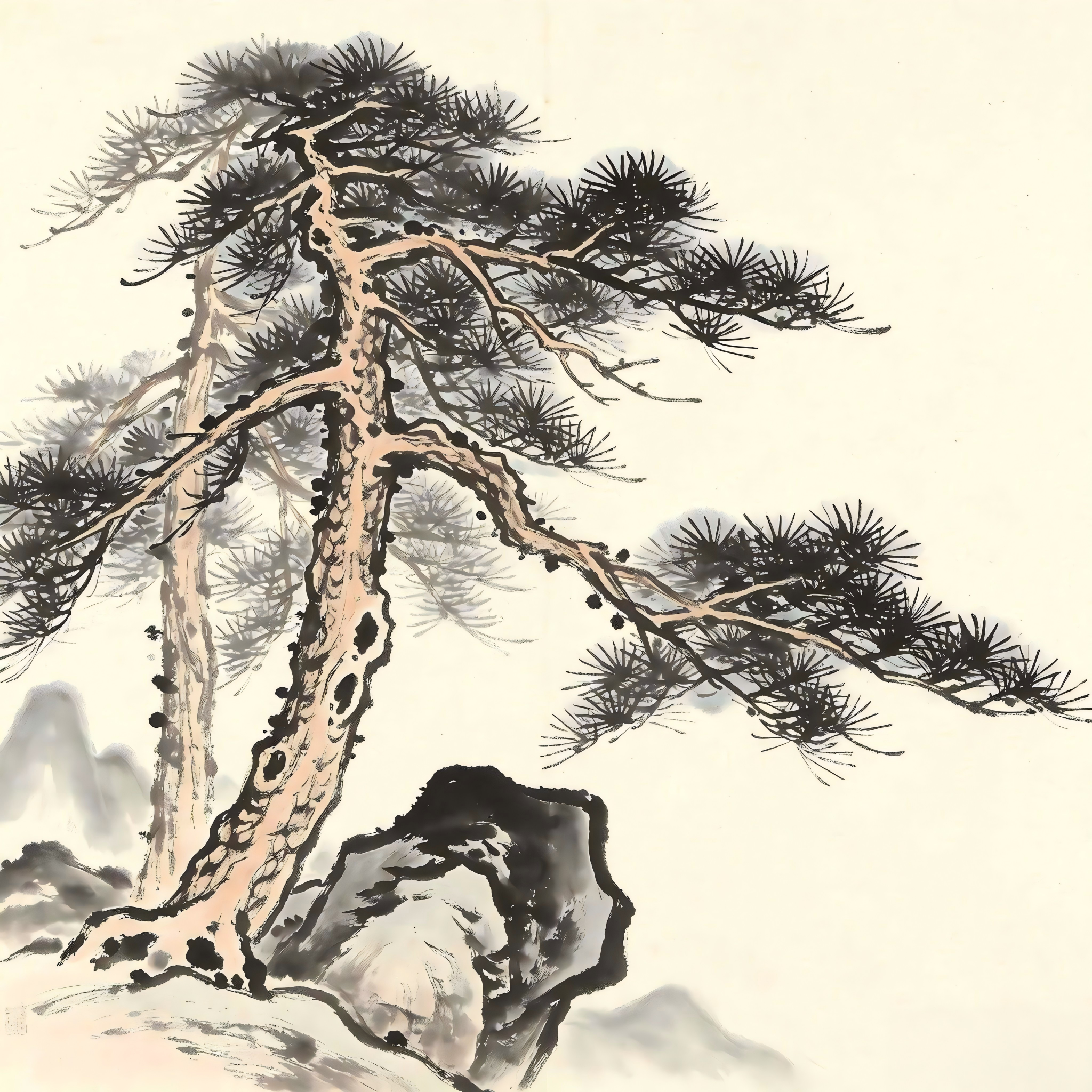 Shannan Xinnu lay devotees in traditional Chinese ink painting style