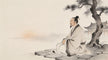 Taoist priest sitting alone in temple courtyard, contemplating humility, Longhu Mountain
