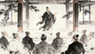Taoist monk teaching before audience, barrier of boasting on Longhu Mountain