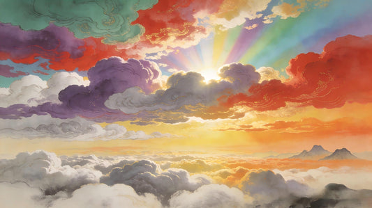 Nine celestial mist colors at dawn sunrise