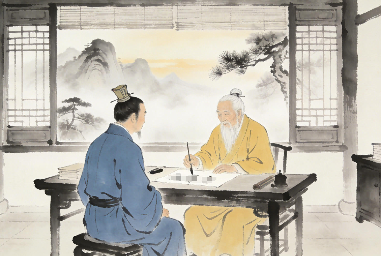 Master and disciple discussing the Nine Failures in Longhu Mountain study, Taoist cultivation obstacles, Zhengyi tradition
