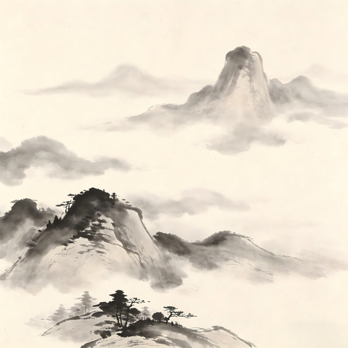 Weiyi Taoist ritual demeanor in traditional Chinese ink painting style