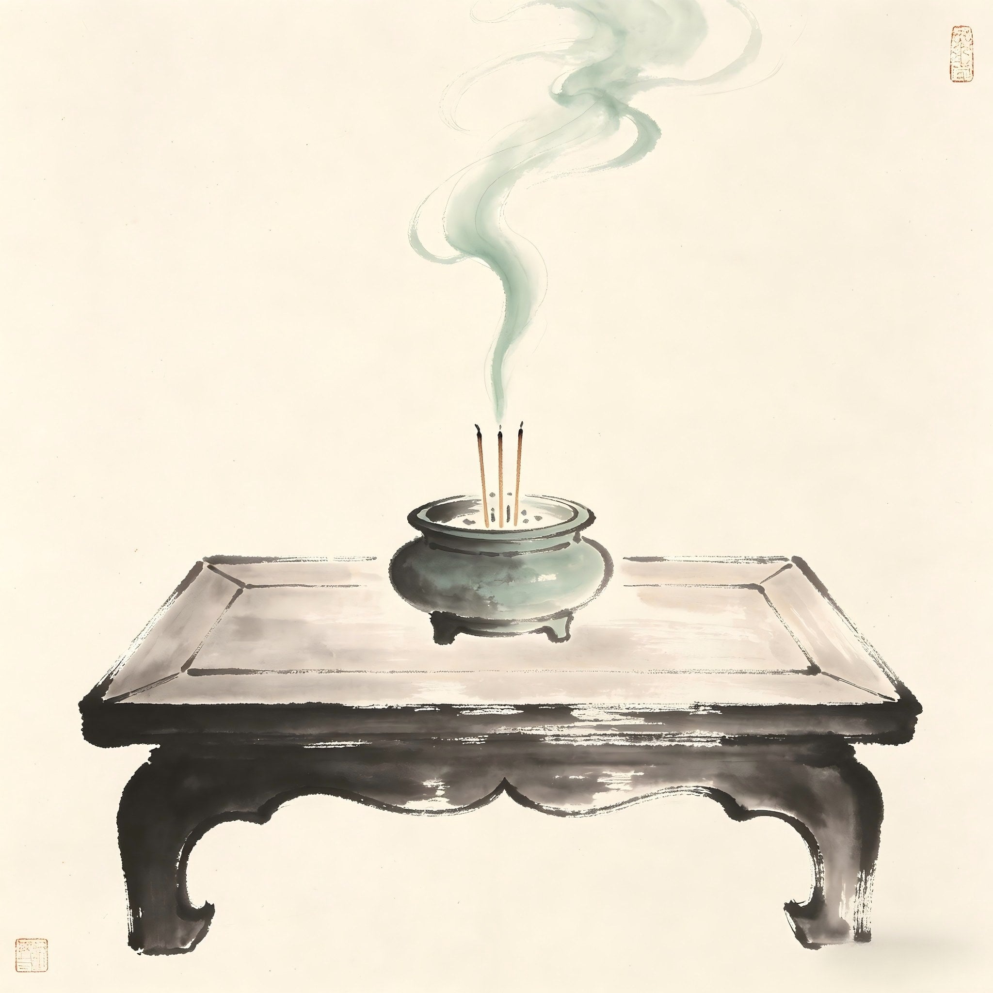 Yan Li Shi Taoist ordination platform with incense ink painting